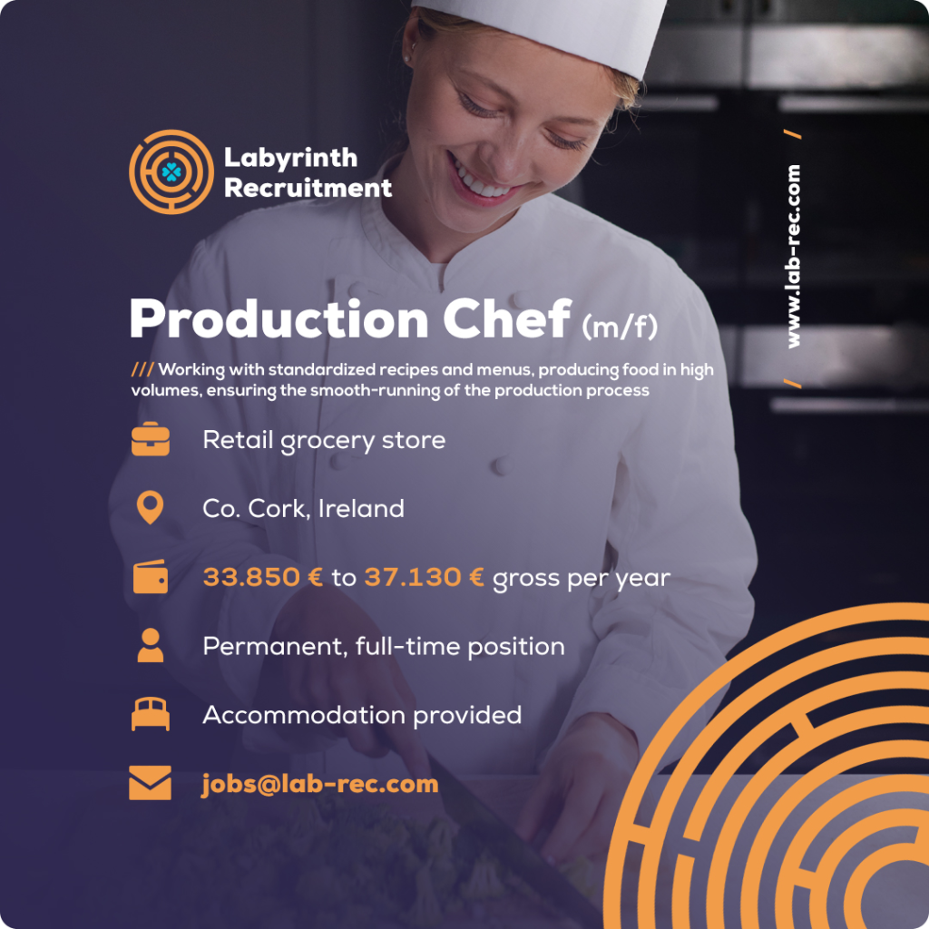 Jobs in Ireland by Labyrinth Recruitment - Production Chef