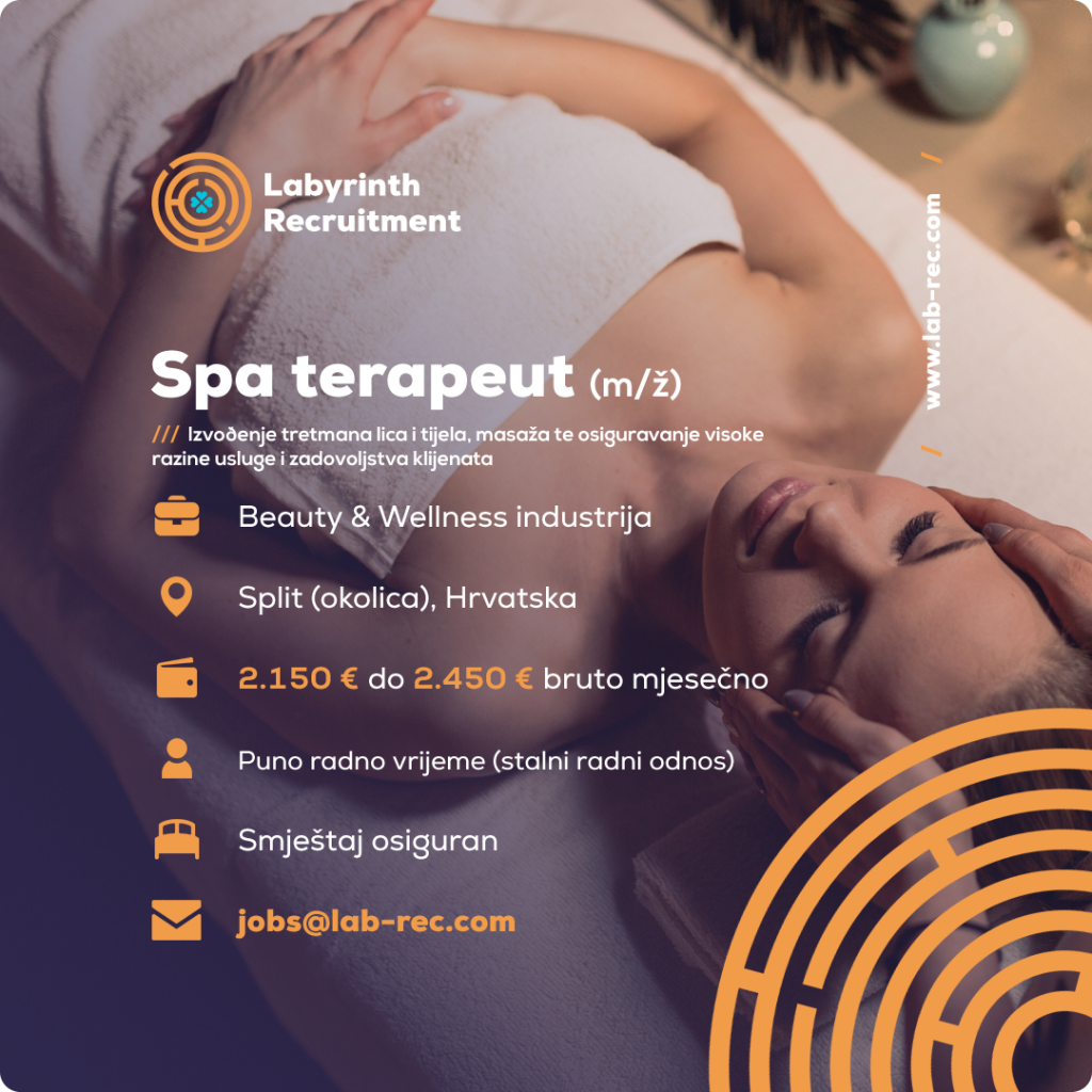 Poslovi u Hrvatskoj by Labyrinth Recruitment - Spa terapeut