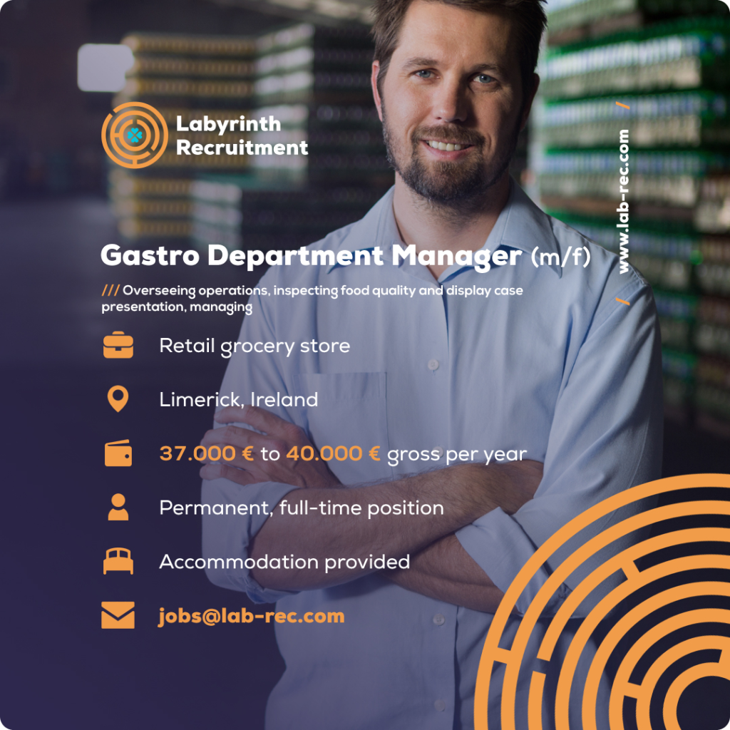 Jobs in Ireland by Labyrinth Recruitment - Gastro Department Manager