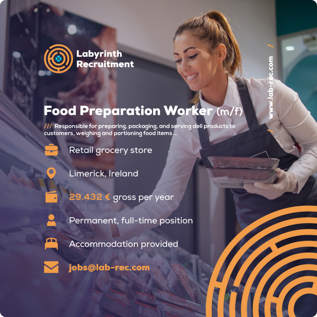 Jobs in Ireland by Labyrinth Recruitment - Food Preparation Worker